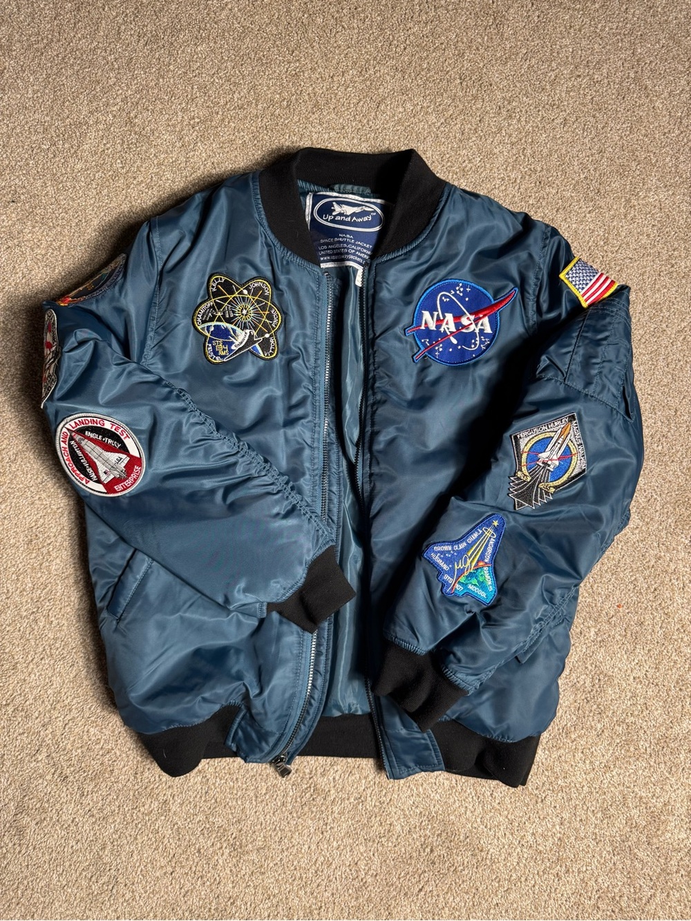 NASA Patch Bomber Jacket in Navy Blue